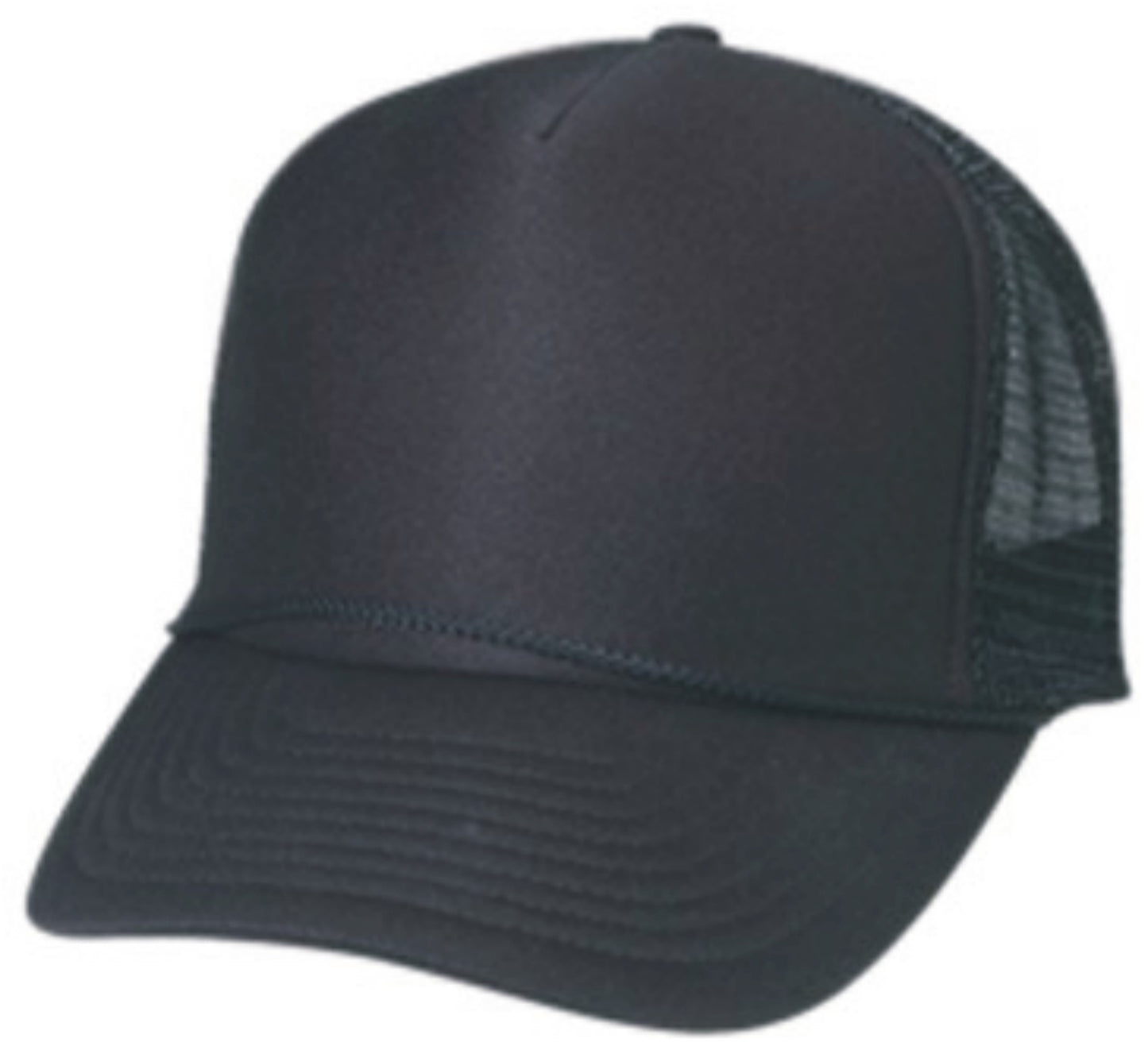 Solid Trucker Mesh Black Cap or Hat - 0111-01