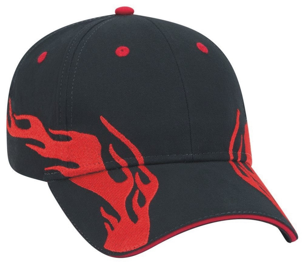 Red Side Flames Black Hat or Cap - 0130-36/01