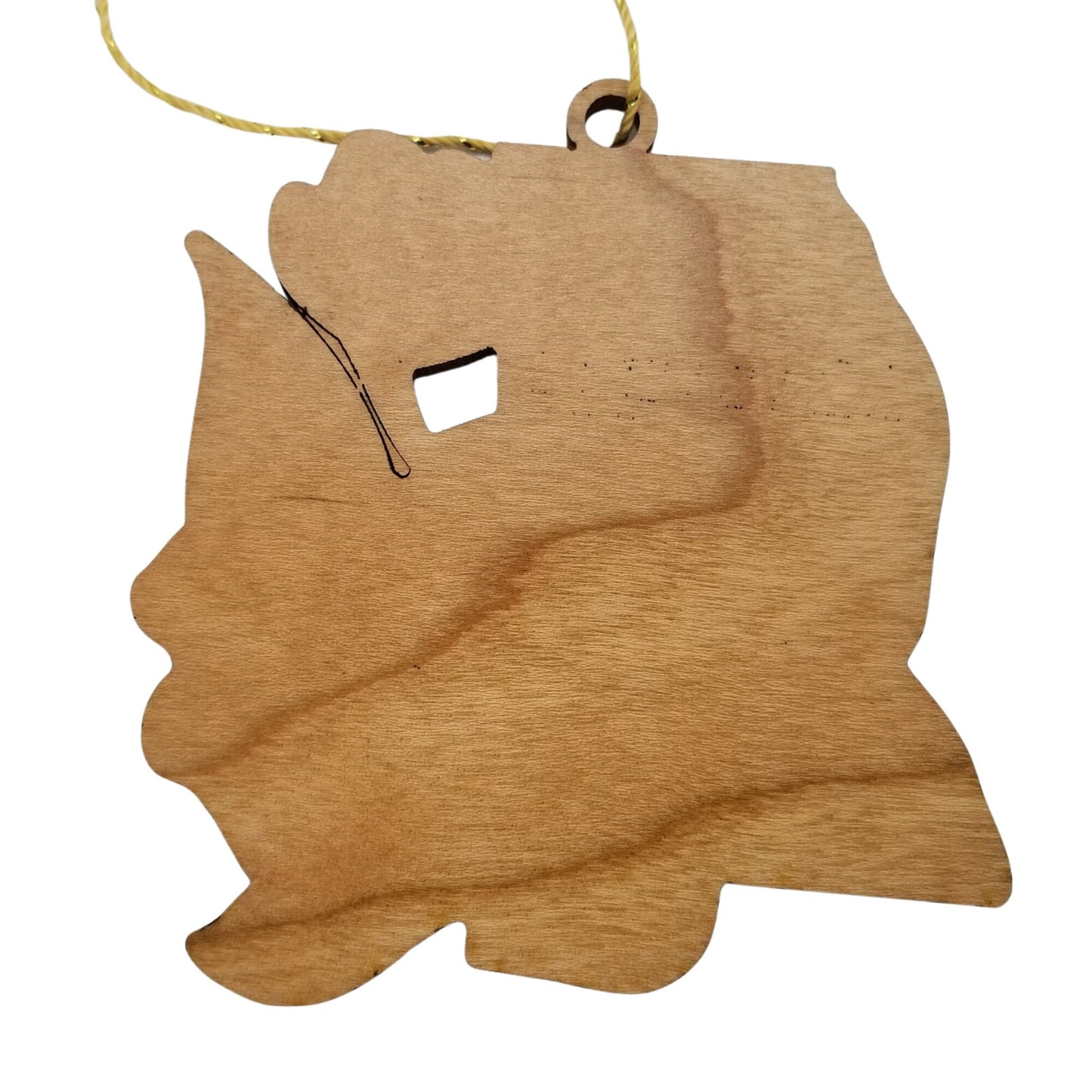 Mississippi Wood Ornament - State Shape with State Flowers Magnolias MS - Handmade Wood Ornament Made in USA Christmas Decor