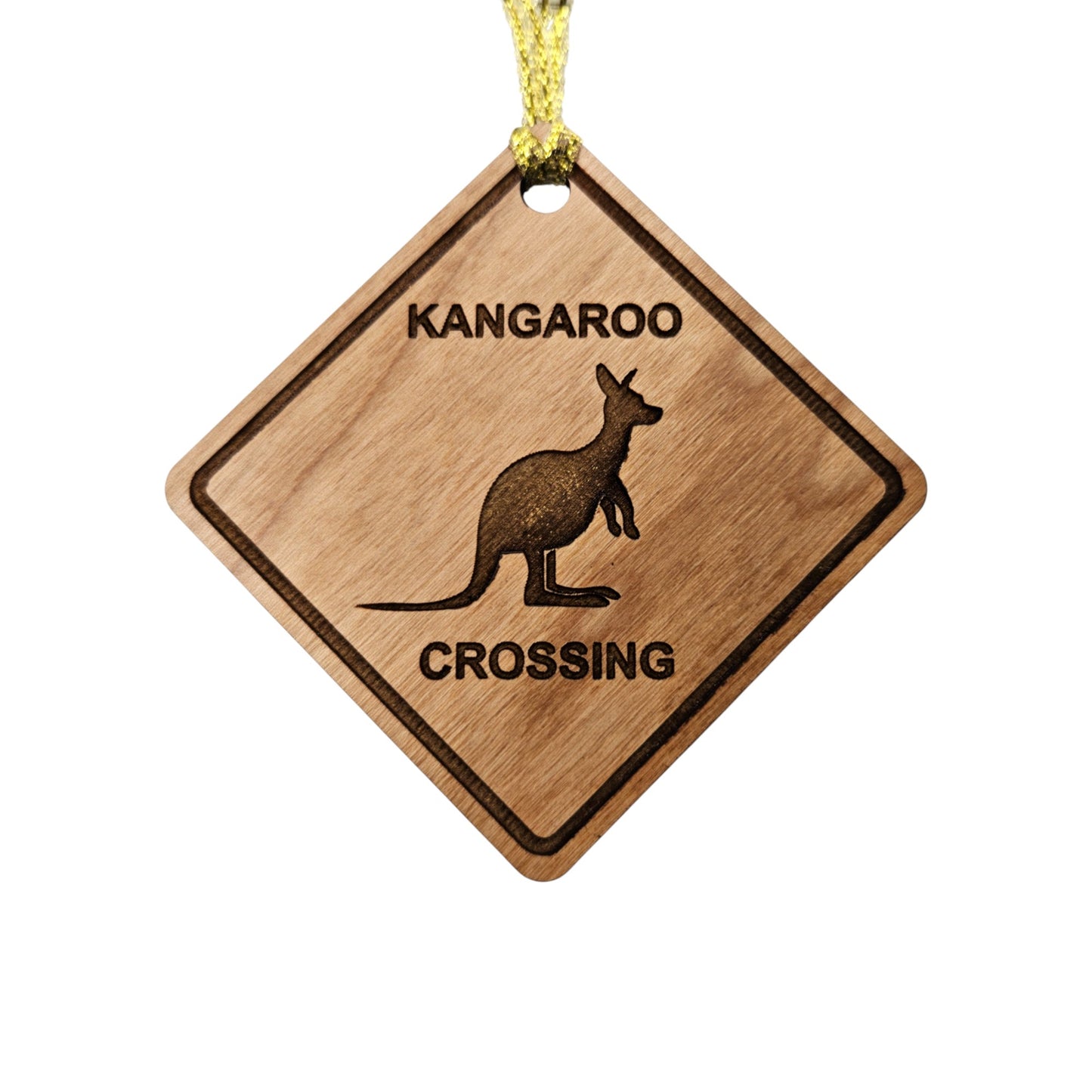 Kangaroo Crossing Ornament - Wood Souvenir - 15222