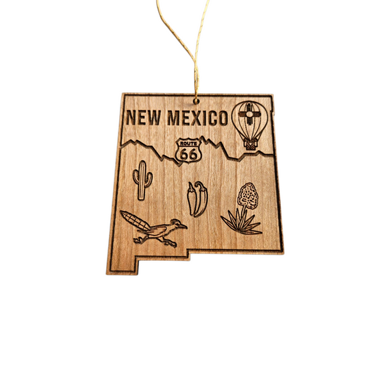 New Mexico Wood Ornament - NM State Shape Map Collage - Handmade in USA - 15799