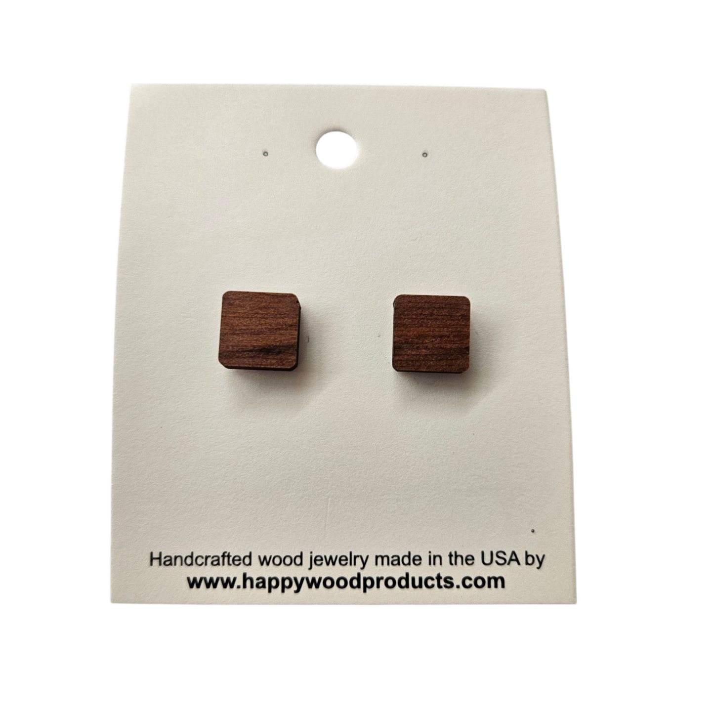 Wood Earrings - Square Wood Earrings - Post Stud Earrings P16