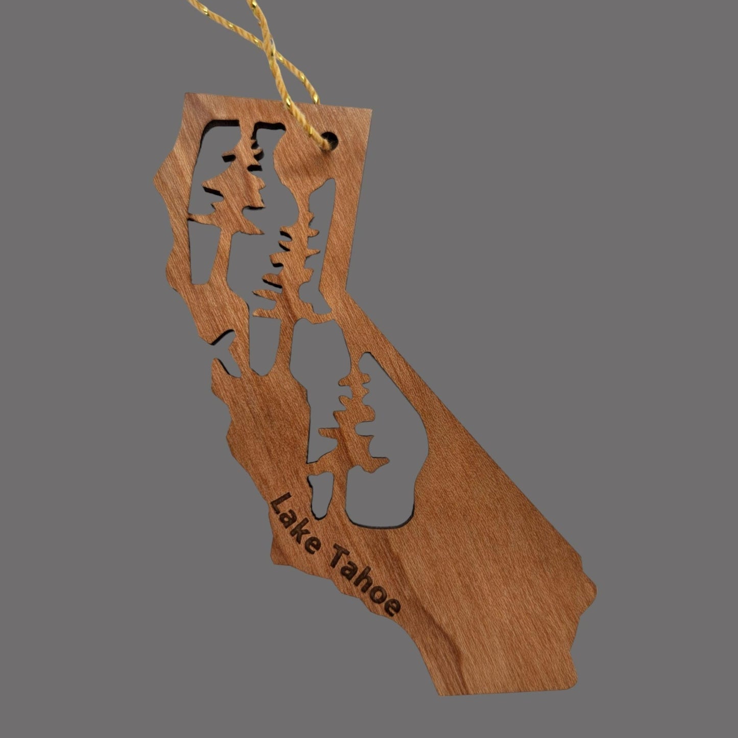Lake Tahoe Ornament California Shape with Trees - 15749