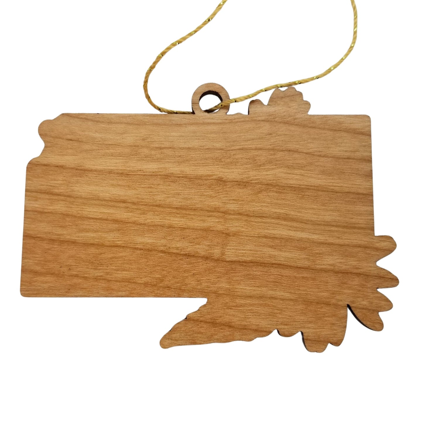 Kansas Wood Ornament - KS State Shape with State Flowers Wild Sunflowers - Handmade Wood Ornament Made in USA Christmas Decor