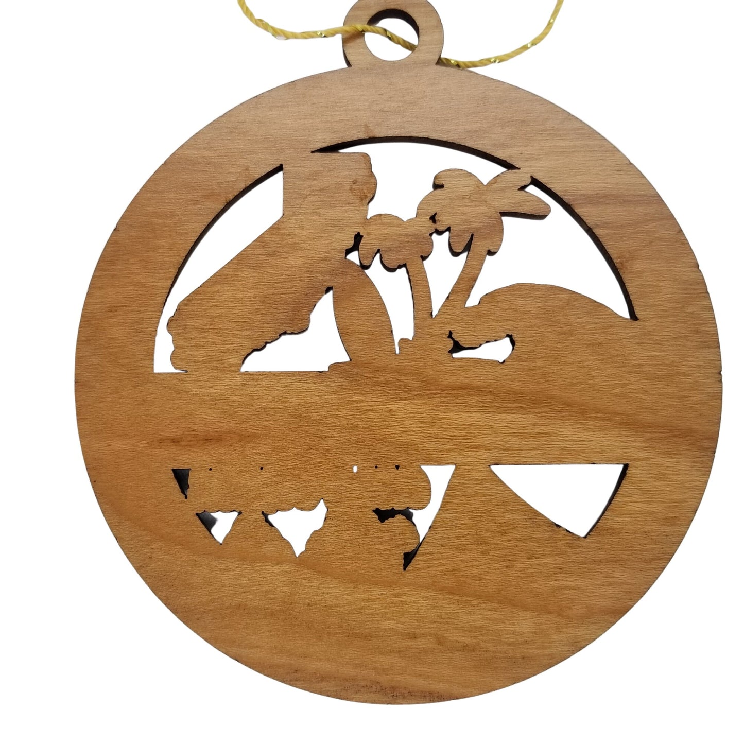 California Wood Ornament - CA Souvenir Handmade in USA State Shape About California - 15622