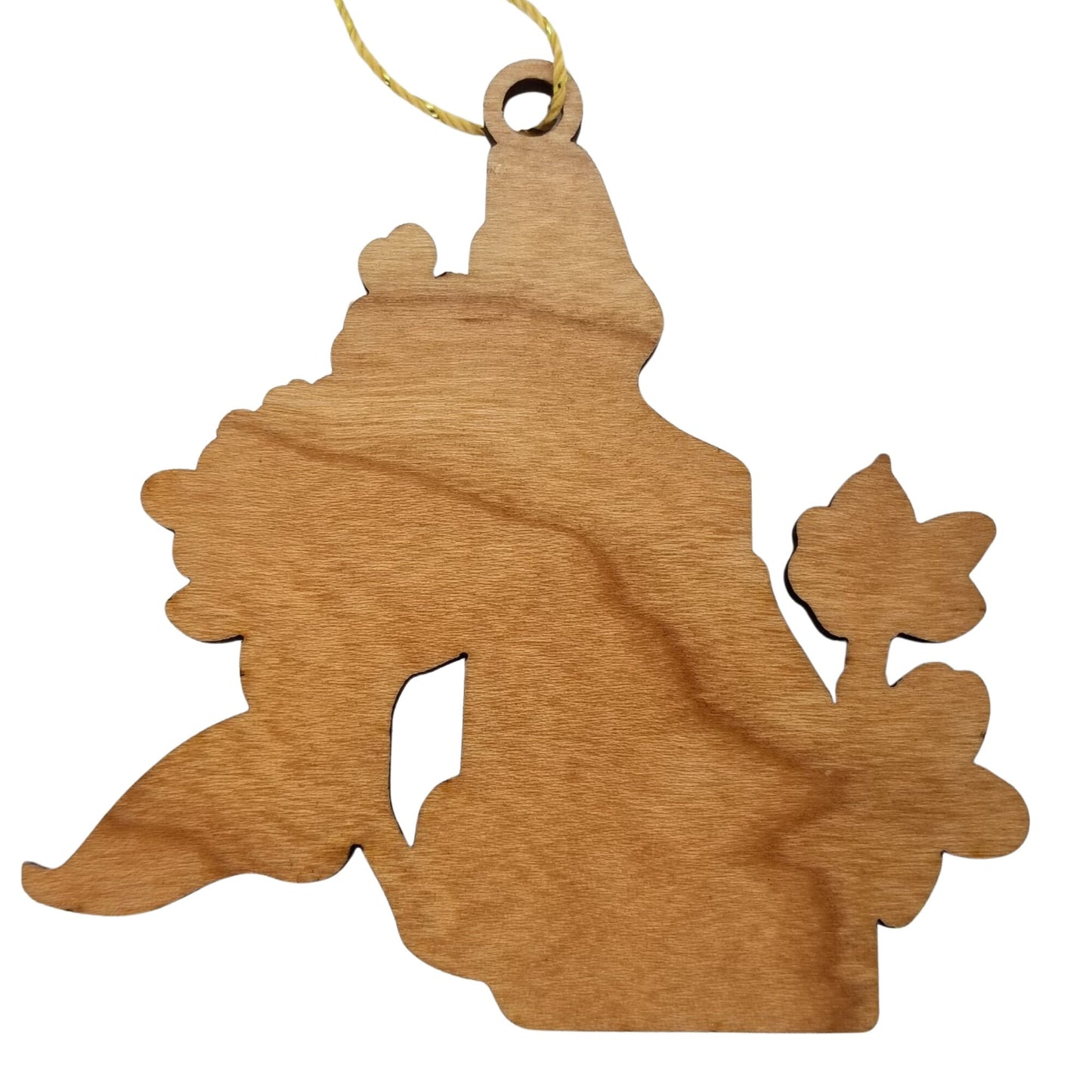 New Hampshire Wood Ornament - NH State Shape with State Flowers Purple Lilacs - Handmade Wood Ornament Made in USA Christmas Decor