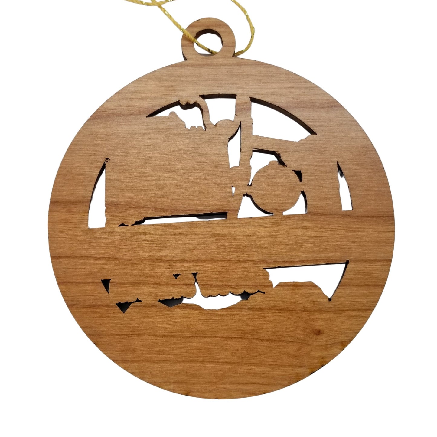 South Dakota Wood Ornament - SD Souvenir - Handmade Wood Ornament Made in USA State Shape Mount Rushmore Fishing Pole Hunter Bee