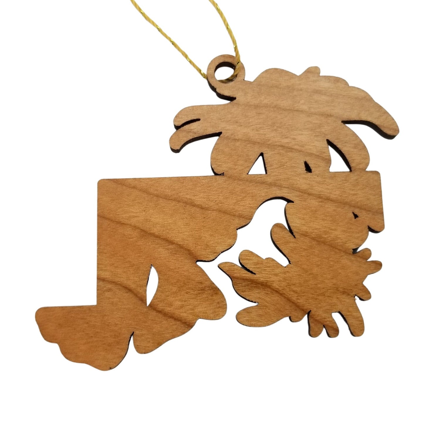 Maryland Wood Ornament - MD State Shape with State Flowers Black Eyed Susan - Handmade Wood Ornament Made in USA Christmas Decor
