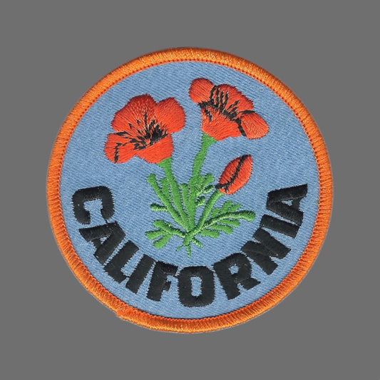 California poppy 3" Souvenir Embroidered Patch Iron On CA-09