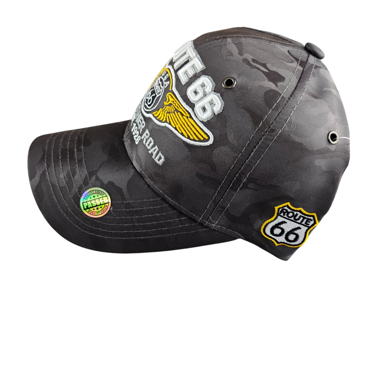 ROUTE 66 Mother Road Dark Gray Camo Cap or Hat - SOLID H1025