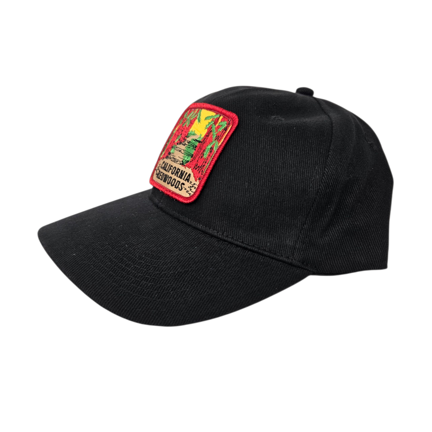 CALIFORNIA REDWOODS Square Patch Basic Black Cap Or Hat - H1058
