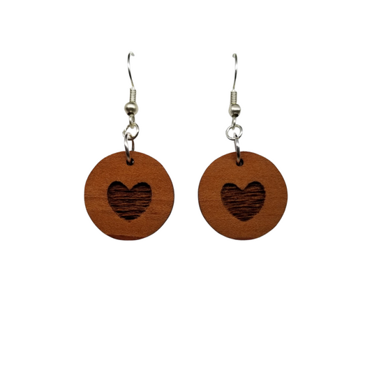 Redwood Earrings - Heart Wood Earrings - California Redwood Dangle Earrings - CA Souvenir Keepsake - D4