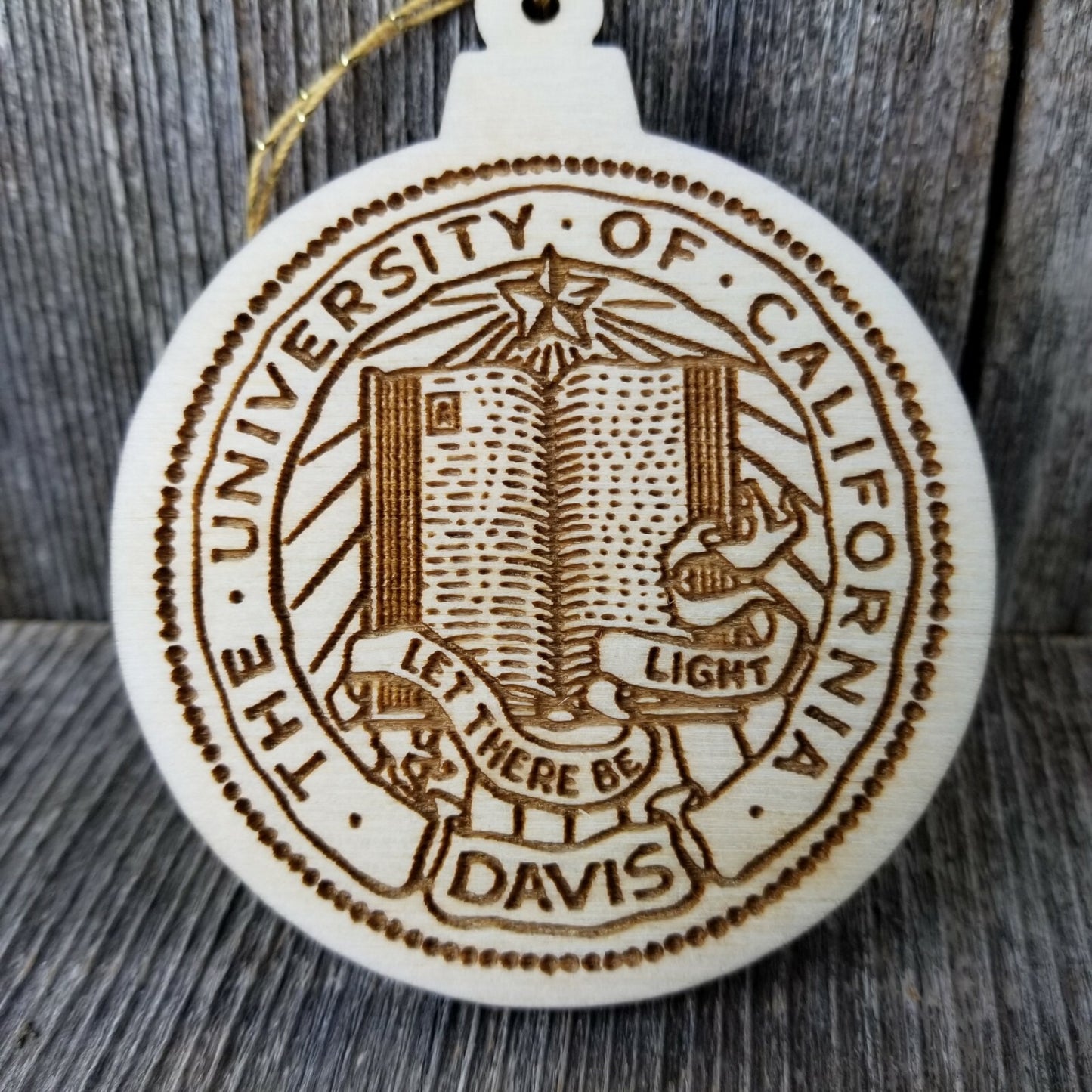 UC Davis Aggie California College Christmas Ornament Wood Engraved - 15814