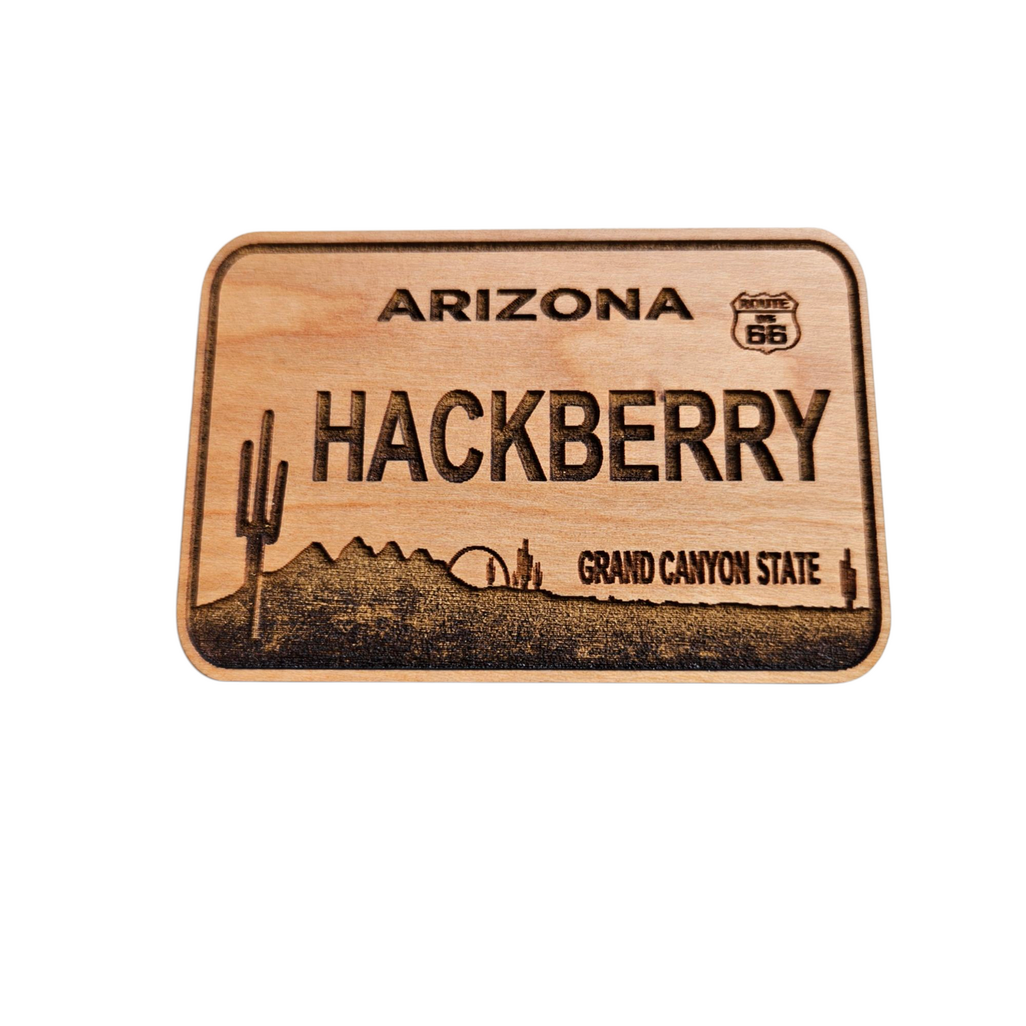 Hackberry Arizona Route 66 License Plate Wood Magnet Souvenir - M4055