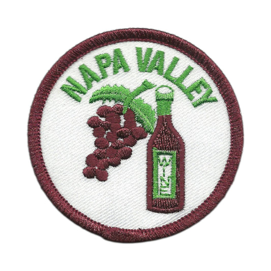 Napa Valley Wine Bottle and Grapes Iron On Souvenir Embroidered Patch - NAPA-37