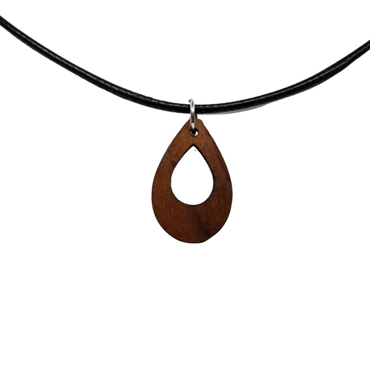 Teardrop Cutout Wood Necklace - CA Souvenir Anniversary Gift - N3