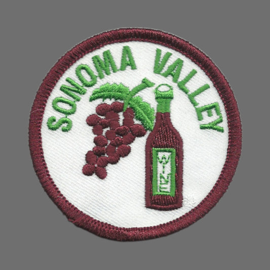 SONOMA VALLEY Wine and Grapes Souvenir Patch Burgundy - 10245