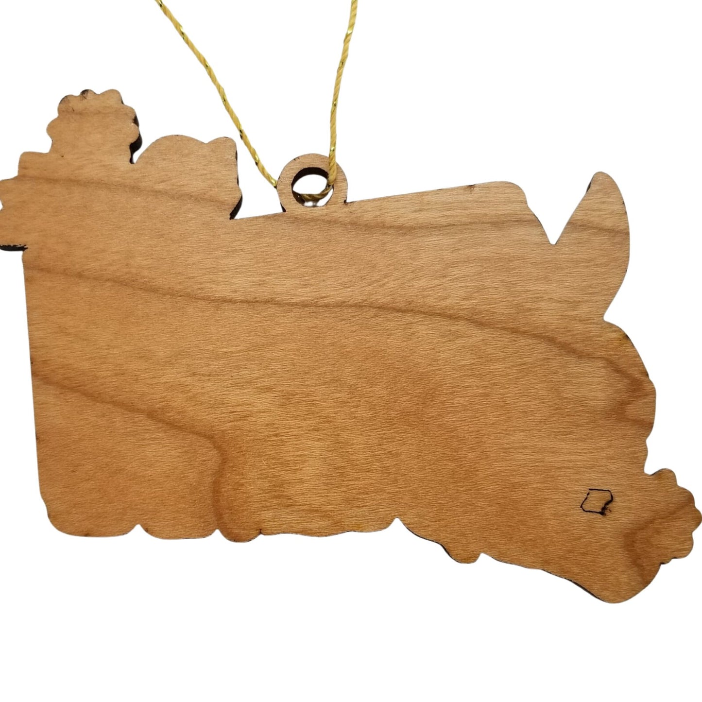 Connecticut Wood Ornament - CT State Shape with State Flowers Mountain Laurel - Handmade Wood Ornament Made in USA Christmas Decor