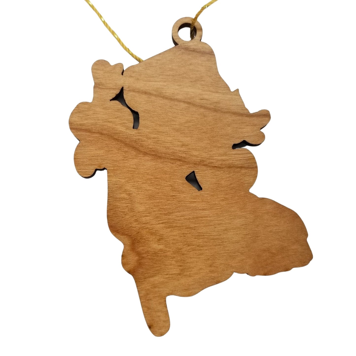 New Jersey Wood Ornament - NJ State Shape with State Flowers Violets - Handmade Wood Ornament Made in USA Christmas Decor