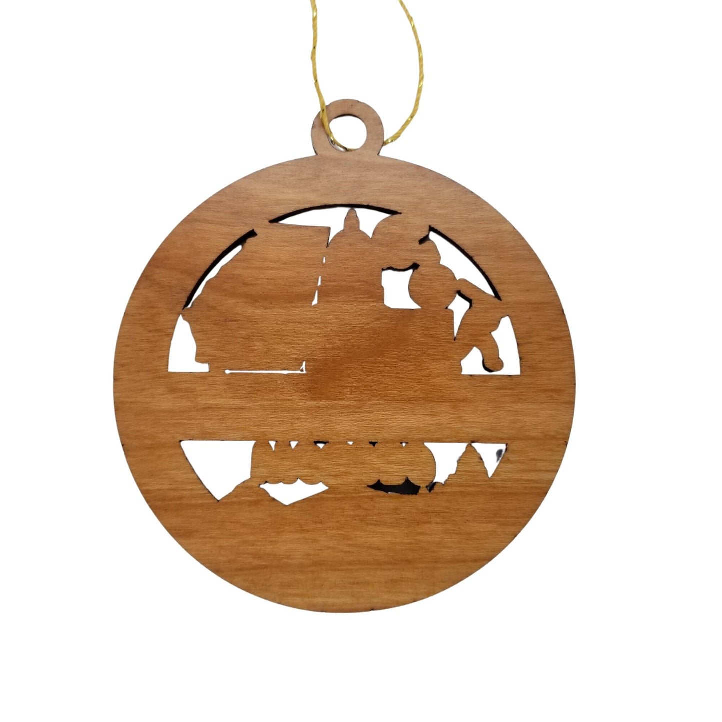 Georgia Wood Ornament - GA Souvenir - Handmade Wood Ornament Made in USA State Shape Whale Peanuts Peaches Football Helmet Basketball