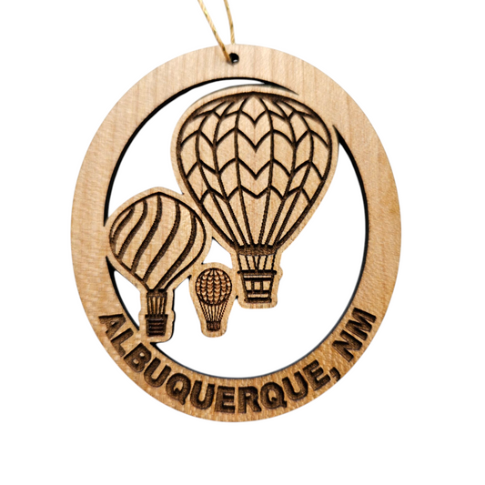 Albuquerque New Mexico Ornament Handmade Wood Ornament Souvenir NM Hot Air Balloons Travel Gift 15779