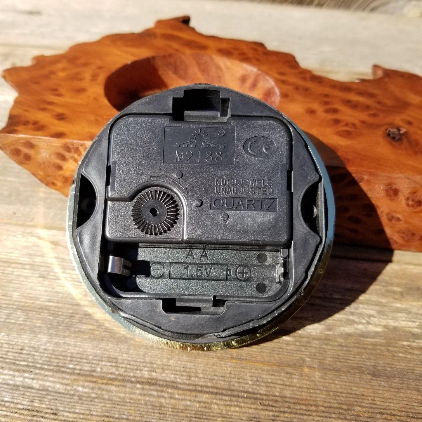 Redwood Wood Clock Redwood Burl Clock Table Shelf Mantle Desk Office - IC2 ASST