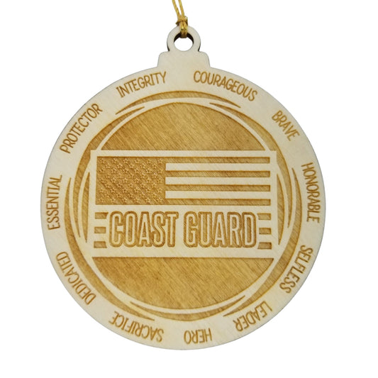 Coast Guard Christmas Ornament - Character Traits - Handmade Wood Ornament - Gift for Coast Guard Members - United States Military Ornament