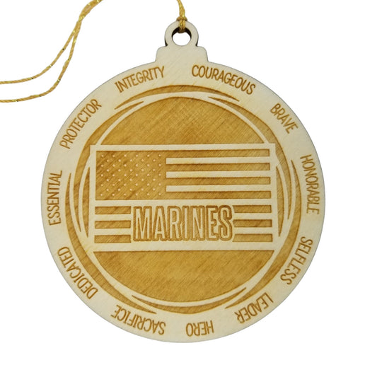 Marines Christmas Ornament - Character Traits - Handmade Wood Ornament - Gift for Marines Members - United States Military Ornament