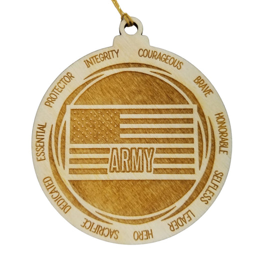 Army Christmas Ornament - Character Traits - Handmade Wood Ornament - Gift for Army Members - United States Military Ornament