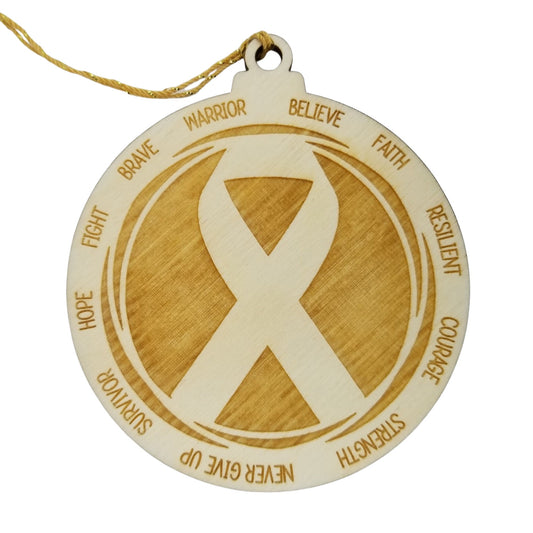 Awareness Ribbon Christmas Ornament - Character Traits - Handmade Wood Ornament - 3.5" Breast Cancer Autism Disease