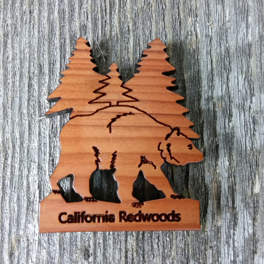California Redwoods Bear Tree Wood Refrigerator Magnet Souvenir Made in USA - 4002