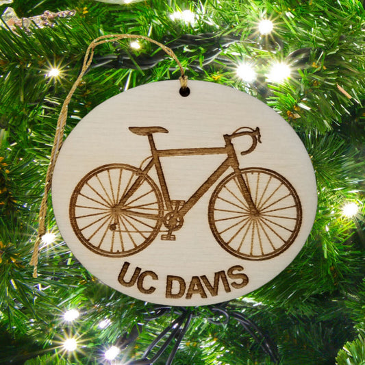 UC Davis Wood Ornament - Mens Bike or Bicycle - Handmade - 15031