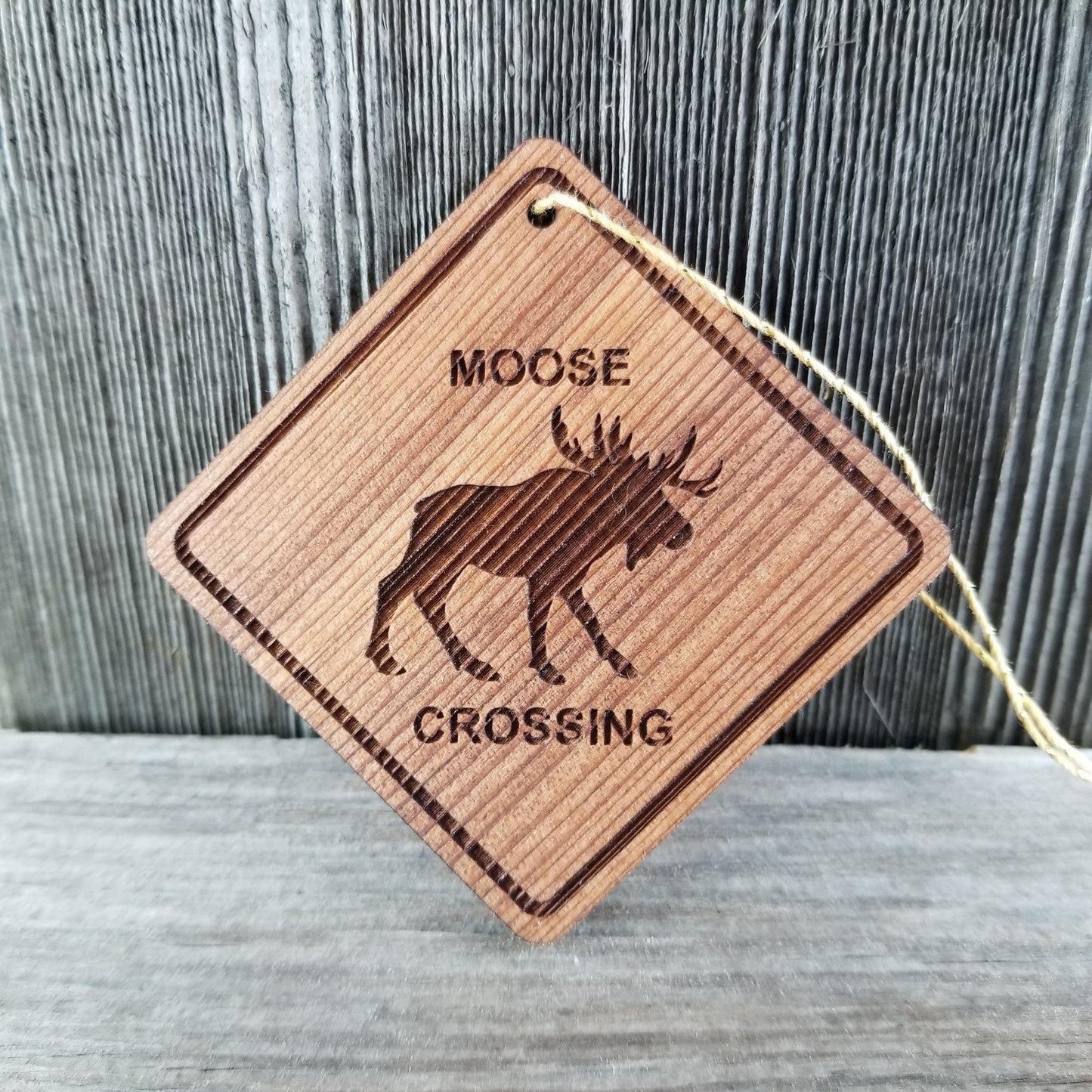 Moose Crossing Ornament - Wood Souvenir - 15160