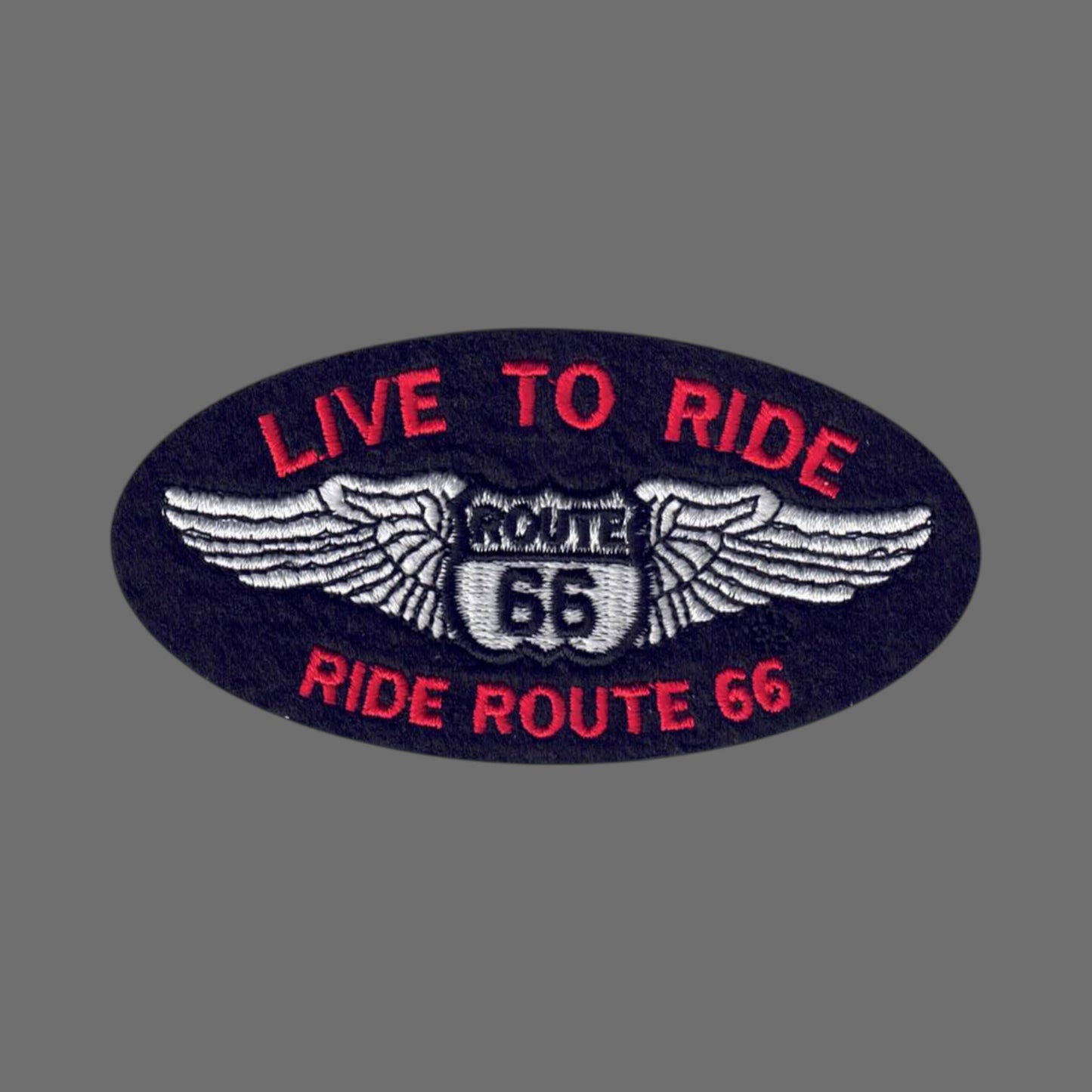 LIVE TO RIDE Route 66 Souvenir Patch Red Text - 0066-LIVE-36