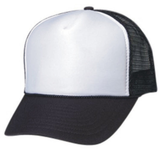 Trucker Mesh Black with WHITE Front Cap or Hat - 0111-01/39/01