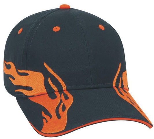 Orange Side Flames Black Hat or Cap - 0130-32/01