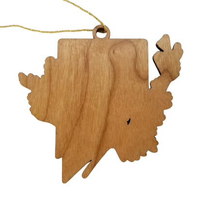 Nevada Wood Ornament -  NV State Shape with State Flowers Big Sagebrush - 15545