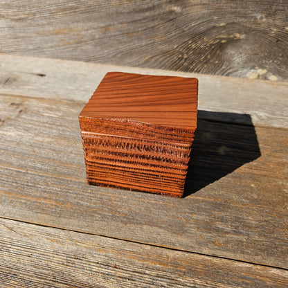 Wood Ring Box Redwood Rustic Handmade California Redwood -3155 ASST