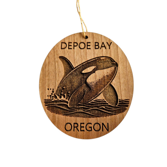Depoe Bay Ornament - Oregon Handmade Wood Ornament - OR Whale Tail Whale Watching - Christmas Ornament 3 Inch - 15782