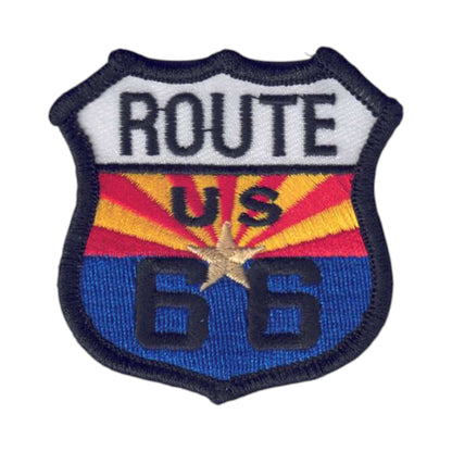 ARIZONA Route 66 on AZ Flag Souvenir Patch - 1117