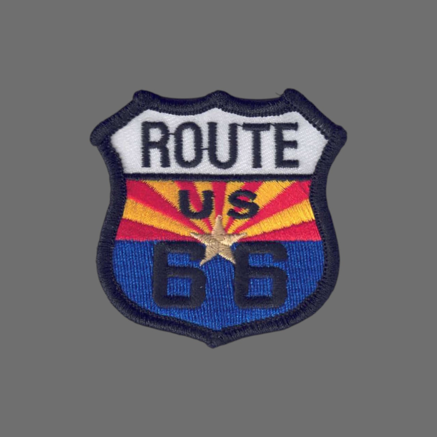 ARIZONA Route 66 on AZ Flag Souvenir Patch - 1117