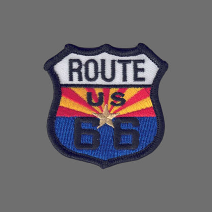 ARIZONA Route 66 on AZ Flag Souvenir Patch - 1117