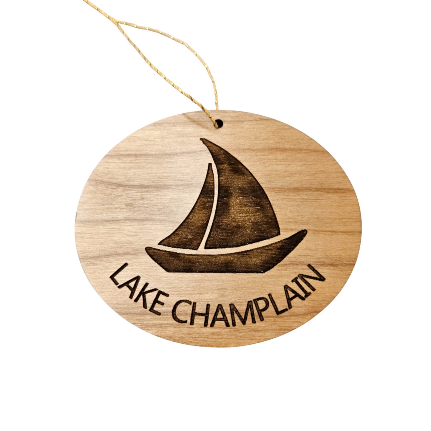 Lake Champlain Ornament - Handmade Wood Ornament - Souvenir Sailing Sailboat - 15235