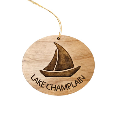 Lake Champlain Ornament - Handmade Wood Ornament - Souvenir Sailing Sailboat - 15235