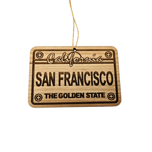 San Francisco California License Plate Christmas Ornament Handmade Wood Ornament Made in USA Souvenir CA