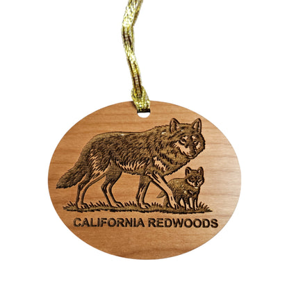 Wolf with Cub California Redwoods Ornament - Wood Souvenir - 15811