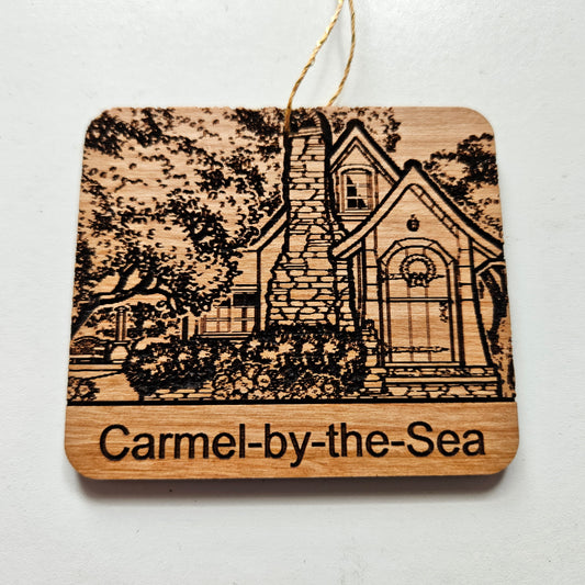 Hansel Cottage Carmel California Ornament - Handmade Wood Ornament - 15758