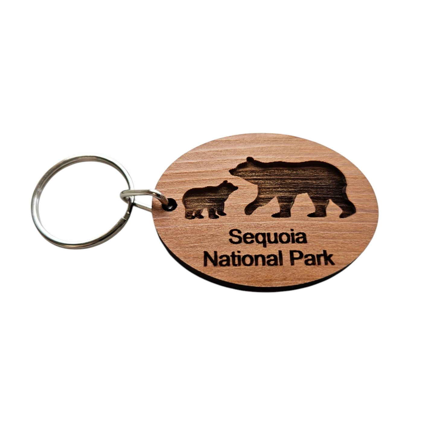 Sequoia National Park Keychain CA Bear and Cub Wood Souvenir - 4082SEQ