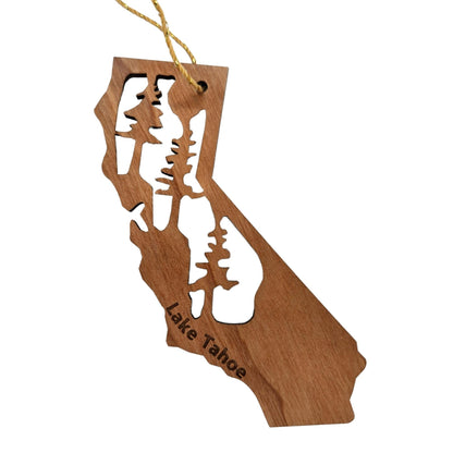 Lake Tahoe Ornament California Shape with Trees - 15749