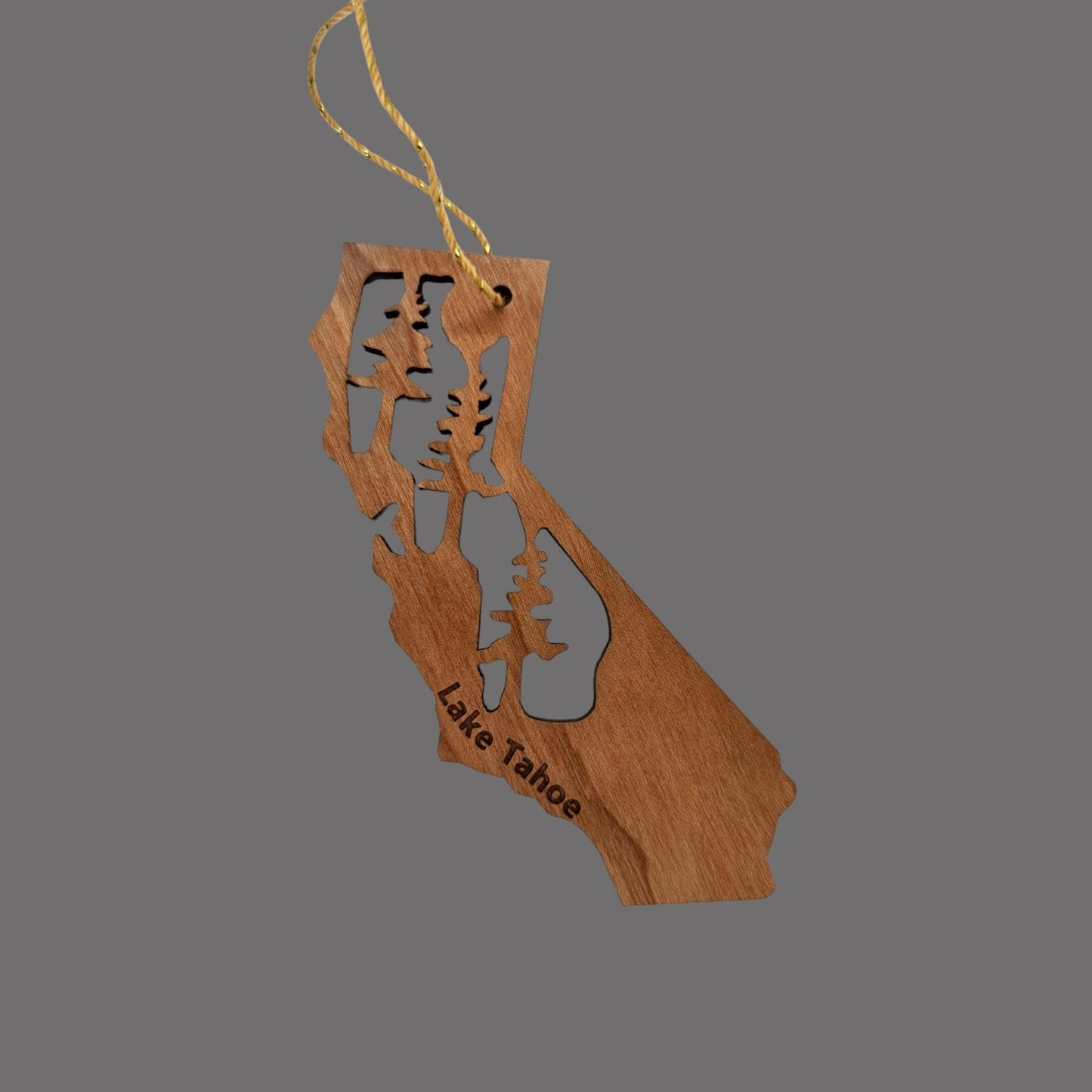 Lake Tahoe Ornament California Shape with Trees - 15749
